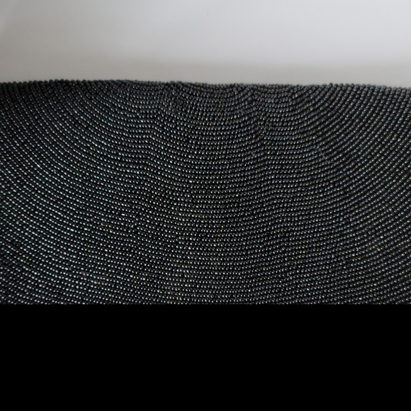 Vintage 1950s Black Hand Beaded Evening Clutch Bag Cocktail Formal Party 9 x 4.5 - Picture 4 of 10